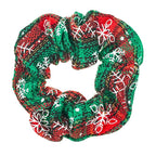 LOOKSEVEN Scrunchies, 5PCS Bandana Scrunchy Hair Ties, Christmas Styles Hair Scrunchies for Women. (Christmas, Cotton, 1 Count, Curly, Unisex, All Ages, 5 Pieces)