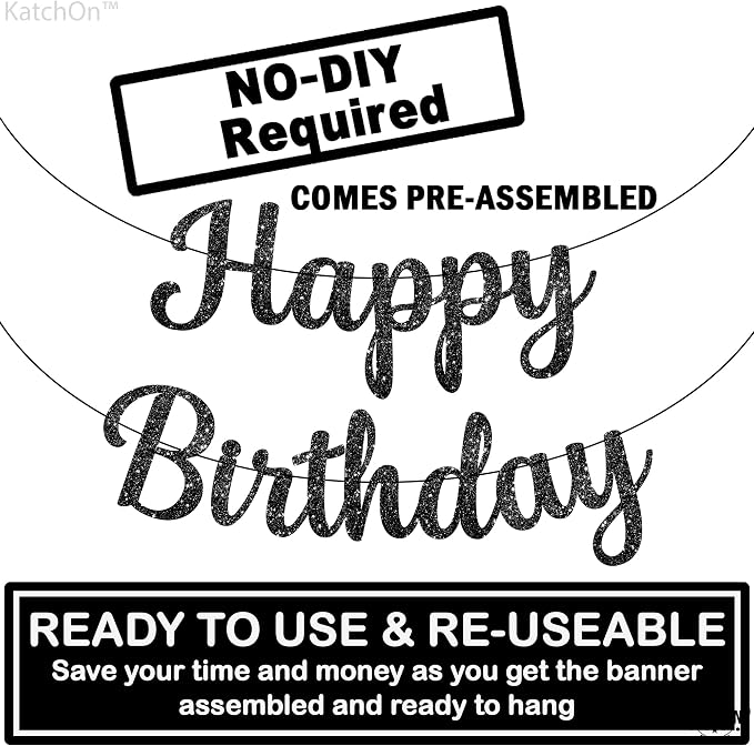 KatchOn Glitter Cursive Happy Birthday Banner- 10 Ft, Birthday Decorations | - Image 4