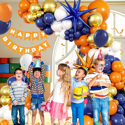 132pcs Blue and Orange Balloon Arch - Image 6