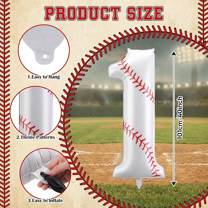 Jenaai Baseball Number 11 Balloons 40 Inch Baseball Theme Birthday Party - Image 3
