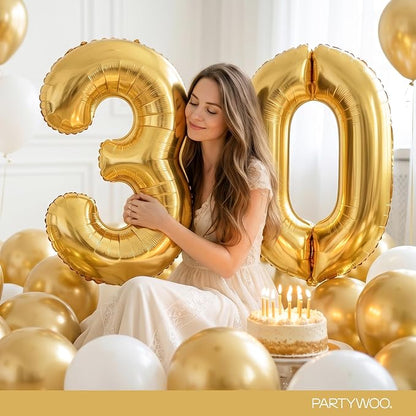 PartyWoo Number Balloons 40 Inch Gold Number 3 Kit 25pcs - Image 8