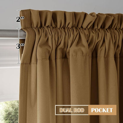 Beauoop Golden Brown Velvet Curtains - Image 8