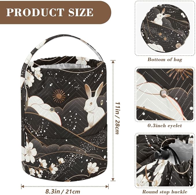 Bunny Chinese Style Yarn Bag Small Crochet Bag Drawstring Yarn Storage - Image 3