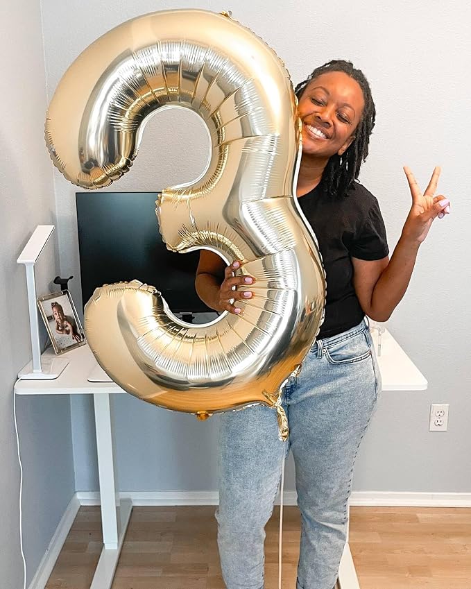 Light Gold Number 7 Balloon 40 Inch, 7th Birthday Decorations Men Women | Foil - Image 9