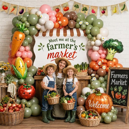 Farmers Market Balloon Arch Garland Kit Sage Green Dusty Pink Brown Orange - Image 3