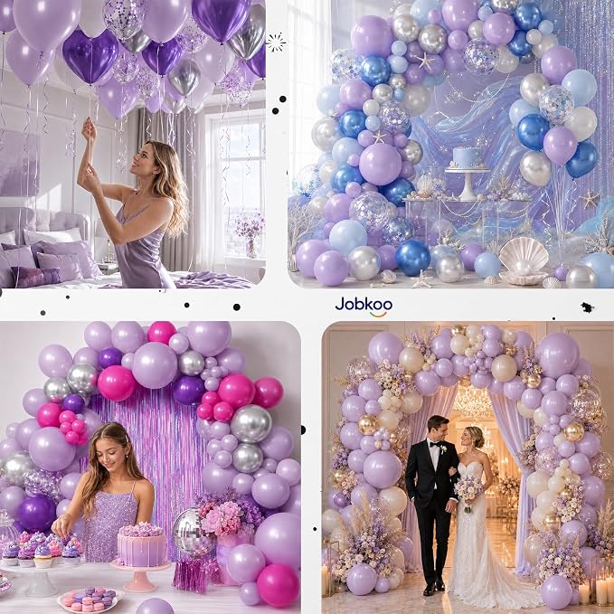 Jobkoo Pearl Purple Balloons 12 inch, Pastel Light Purple Party Balloon | - Image 7