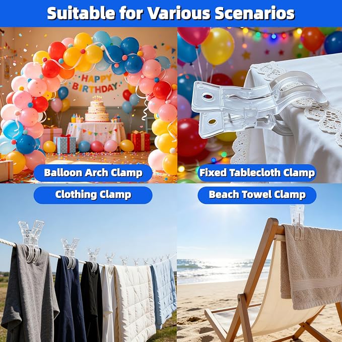 10 Pack Clear Balloon Arch Clips 3.5" Backdrop Spring Clamps - Image 6