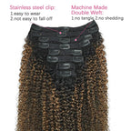 3c 4a Curly Clip in Hair Extensions T1BP1B/30 Omber Kinky Curly Clip ins For Women Brazilian Virgin Clip on Hair (20inch,T1BP1B/30)