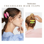 10 Pcs Creaseless No Crease No Bend Flat Hair Clips For Styling Non Slip Makeup Clips For Women Salon Hairstyle,Matte Green Pink Orange Yellow Rose Red