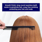 PERFEHAIR 2-Pack Professional Round Tooth Hair Cutting Comb - 8.6 Inch, Black Carbon Fiber Anti-Static & Heat Resistant, Durable Barber Combs with Fine & Wide Tooth for Precise Haircut for Men & Women