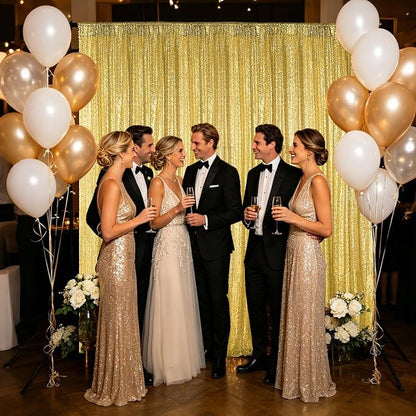 Hahuho Gold Sequin Backdrop Curtain, Party Decoration（6 Panels, 2FT x 8FT - Image 4