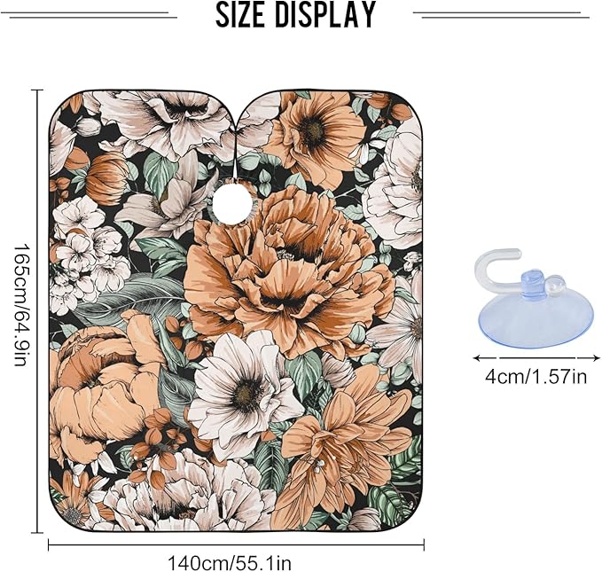 ALAZA Vintage Modern Floral Flower Barber Cape for Men Women, Waterproof Haircut Apron Beard Shaving Bib Hair Cutting Cloth 55 x 65 Inch