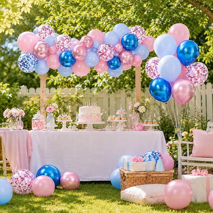Pink Blue Balloons Pastel Blue and Pink Confetti Balloons Gender Reveal Boys or - Image 7