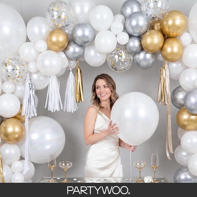 PartyWoo Pearl White Balloons 145pcs Different Sizes Pack of 18 12 10 5 Inch - Image 9
