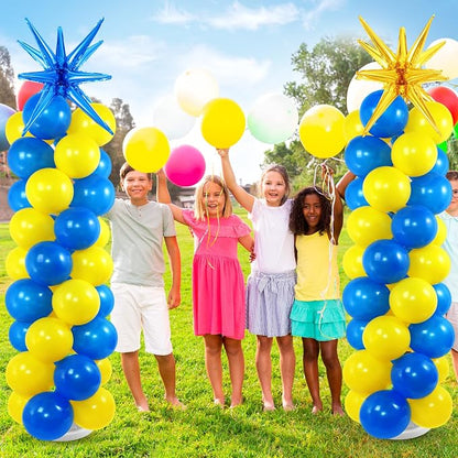 2 Set Blue Yellow Toy Inspired Cartoon Balloon Column Stand Kit - Image 3