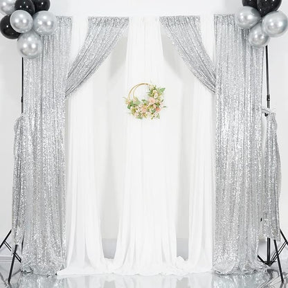 Poise3EHome Silver Sequin Backdrop Curtains, 2ft x 8ft Sequin Photography - Image 8