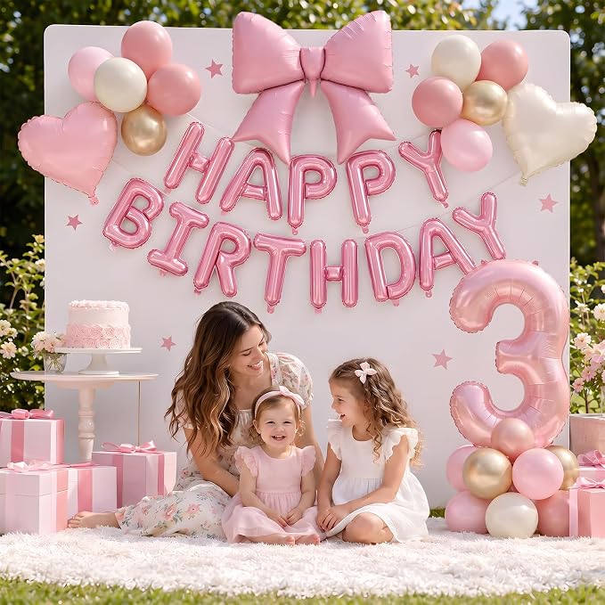 Dusty Pink Number 3 Balloon, 3rd Birthday Decorations - Image 5