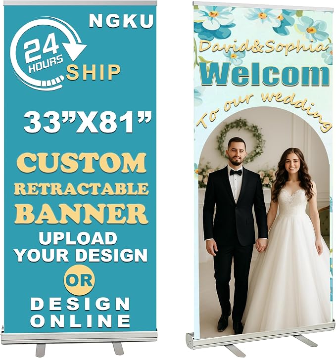 Custom Retractable Banner with Silver Aluminum Stand, Roll up Banner by NGKU