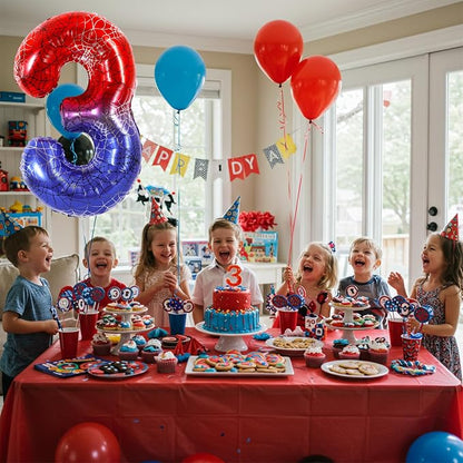 40 Inch Red Blue Number 3 Balloon - Image 5