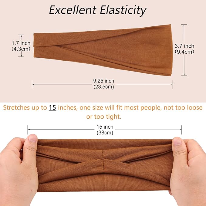 Non-Slip Headbands Set for Women's Hair 6 PCS Cotton Soft Wide Head Bands for Yoga Running Exercise Trendy Elastic Hairbands for Women