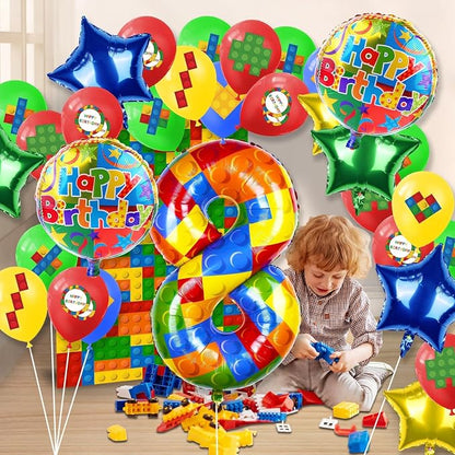 40 Inch Building Block Number Balloon Colorful Block Foil Balloons Block Themed - Image 6