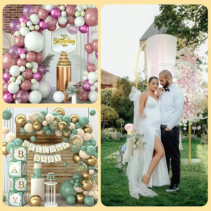 Bazen Half Arch Backdrop Stand for Party Adjustable Height Gold 8.2FT& 6FT | - Image 6