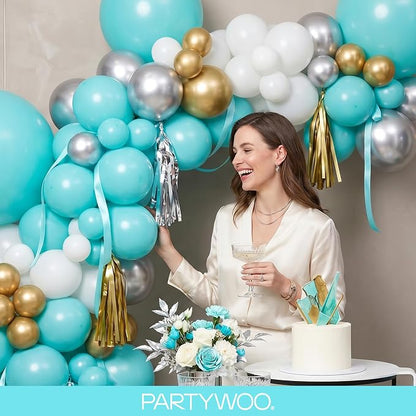 PartyWoo Teal Balloons 123pcs Turquoise Dark Teal Color 5 Inch | 18 12 10 5 - Image 9