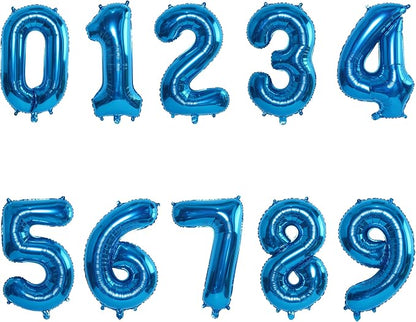 2 Set 20 Pcs Number Balloons 16 Inch Blue 0-9 Number Mylar Foil Balloons Blue by Unknown