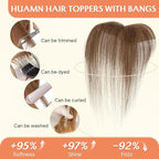 Benehair Clip in Bangs 100% Real Human Hair Extensions 360° Cover Clip on 3D Wispy Bangs for Women Topper Hairpieces for Women Medium Brown