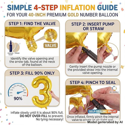 40 Inch Gold Number 9 Foil Balloon - Image 5