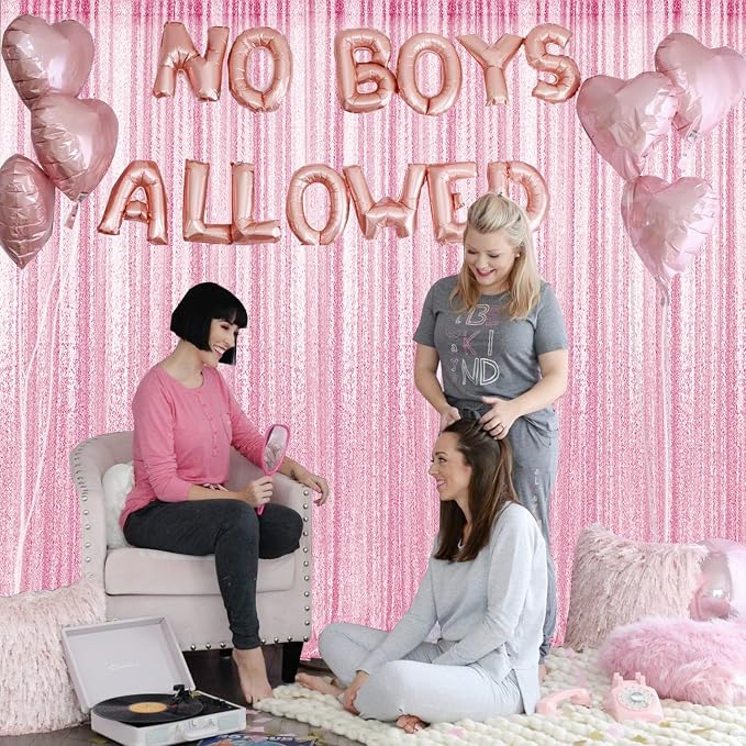 2×8FT-4PCS Pink Sequin Backdrop Curtains Panels, Photography Backdrop Glitter - Image 2