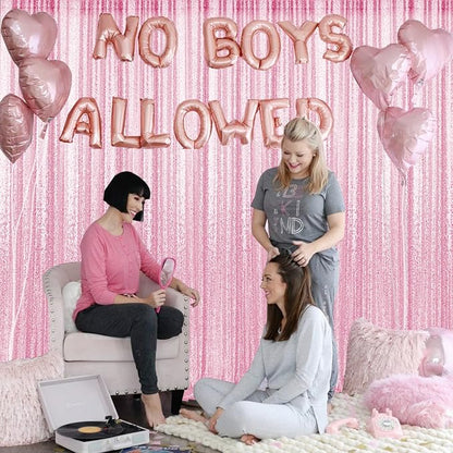 2×8FT-4PCS Pink Sequin Backdrop Curtains Panels, Photography Backdrop Glitter - Image 2