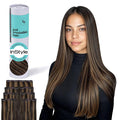 Irresistible Me Real Human Hair Extensions Clip Ins – 100% Human Hair Clip In Extensions for Length & Volume – Invisible Extension – Heat Resistant & Dyeable – Dark Highlights, 24 Inches