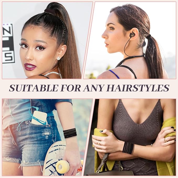 JIIRS 10PCS Boho Hair Ties,Elastic Bracelets,Elastic Hair Ties, Hair Bands For Ponytails,Ponytail Holder for Thick or Thin Hair,Boho Hair Bracelets No-Damage For Daily Life, Sport, Working(Set3)