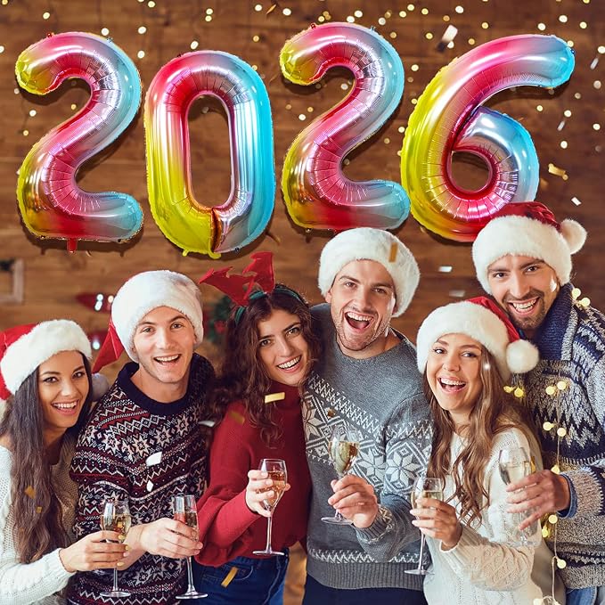 42 Inch Rainbow 2026 Number Foil Balloons, 2026 New Year Eve Graduation - Image 3
