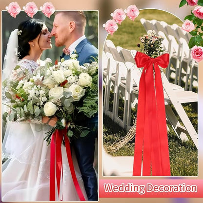 woric Red Satin Ribbon 1 Inch 50 Yards Red Bows | Ideal - Image 5
