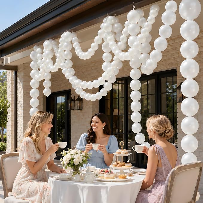 Pearl White Linking Balloons - Image 3