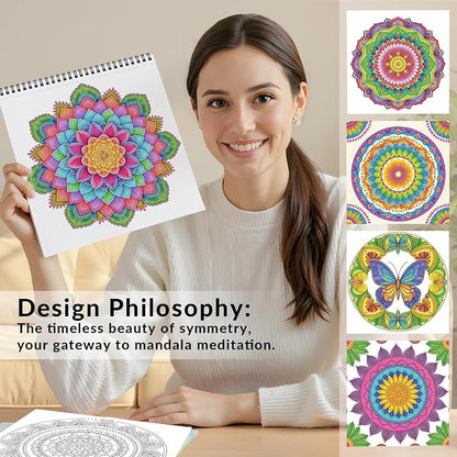 FUNLAVIE Mandala Coloring Book for Adults Relaxation and Teens Stress Relief - Image 8
