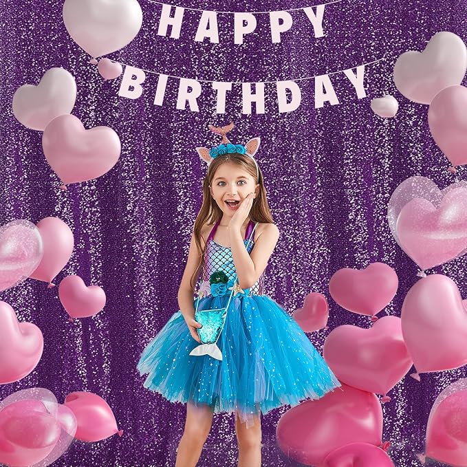 2×8FT-2PCS Purple Sequin Backdrop Curtains Panels, Photography Backdrop Glitter - Image 7