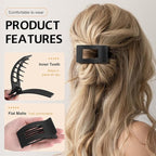 8 Pack French Flat Hair Clips for Women – Large Matte No-Slip Claw Barrettes for Thick & Thin Hair, Strong Hold Styling Accessories (black)