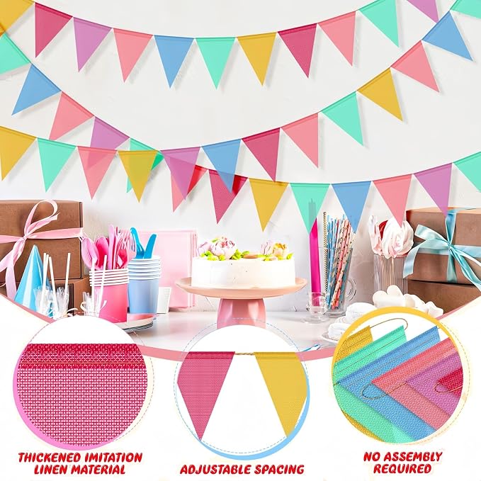 6 Strings 78 Feet Pastel Pennant Banner Flags - Image 3
