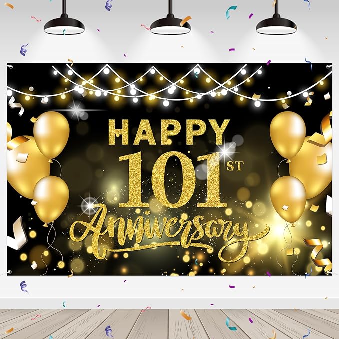 WeBenison Happy 101st Anniversary Backdrop 101st Wedding Anniversary by WeBenison