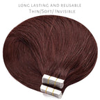 Lacerhair 18 inch Seamless Remy Tape in Human Hair Extensions Natural Balayage PU Skin Weft 100% Real Virgin Human Hair Color #99J Red Wine Burgundy Double Side 50g 20pcs/set