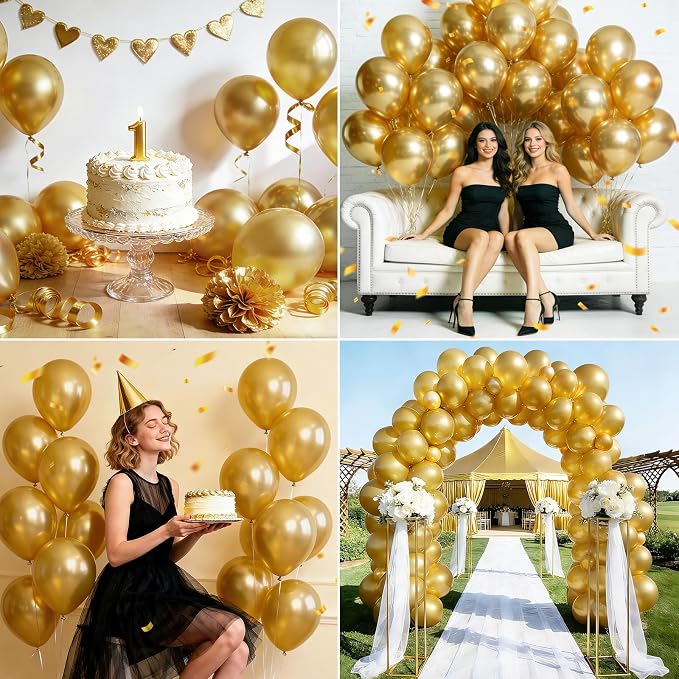 LOLStar Metallic Gold Balloons, 12 inch Latex Round Balloon | Birthday - Image 5