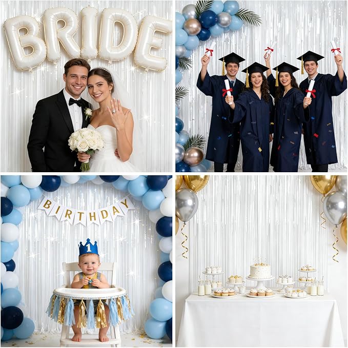 4 Packs White Foil Fringe Curtain - Image 5