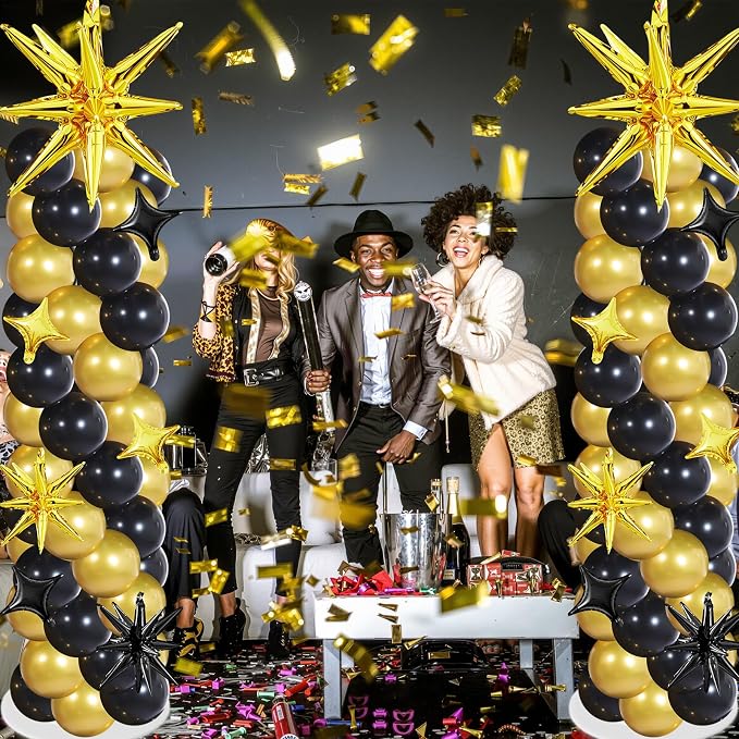 Soulchen 110 Pcs Black Gold Explosion Balloons Column Stand Kit Adjustable - Image 7