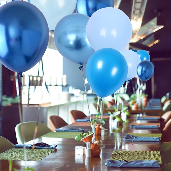 Blue Balloon Set, 60 Packs 12 Inches Metallic Balloons Pearl Macaron Baby Blue - Image 7