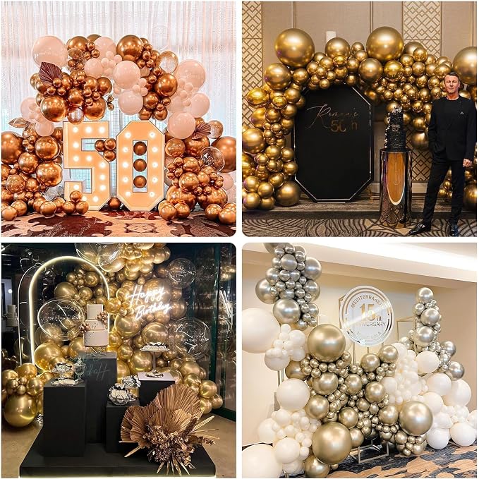 Jobkoo 5 Inch Gold Balloons - Image 6