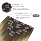 WENNALIFE Clip in Hair Extensions Real Human Hair, 16 Inch 120g 7pcs Human Hair Extensions Clip In Human Hair, Balayage Light Ash Brown to Light White Blonde Hair Extensions Clip In Real Hair Coloured