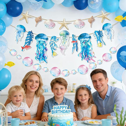 SUNBEAUTY Starfish Seashell Banner Under The Sea Party Decoration Jellyfish - Image 2